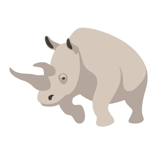 Adulto rinoceronte animal vector ilustración plano estilo perfil — Vector de stock