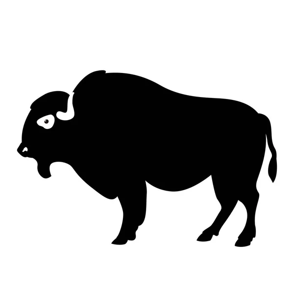 Adulto búfalo vector ilustración negro silueta perfil — Vector de stock