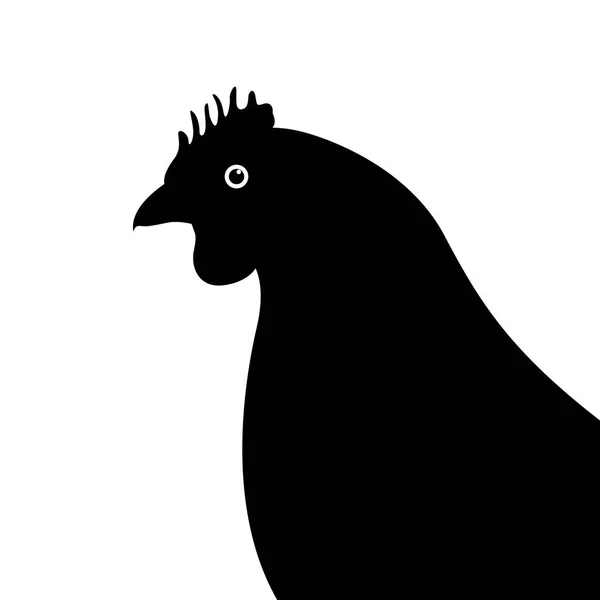 Illustration vectorielle tête de poulet côté profil silhouette noire — Image vectorielle