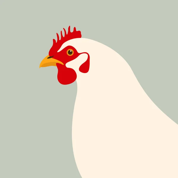 Cabeza de pollo vector ilustración estilo plano perfil — Vector de stock