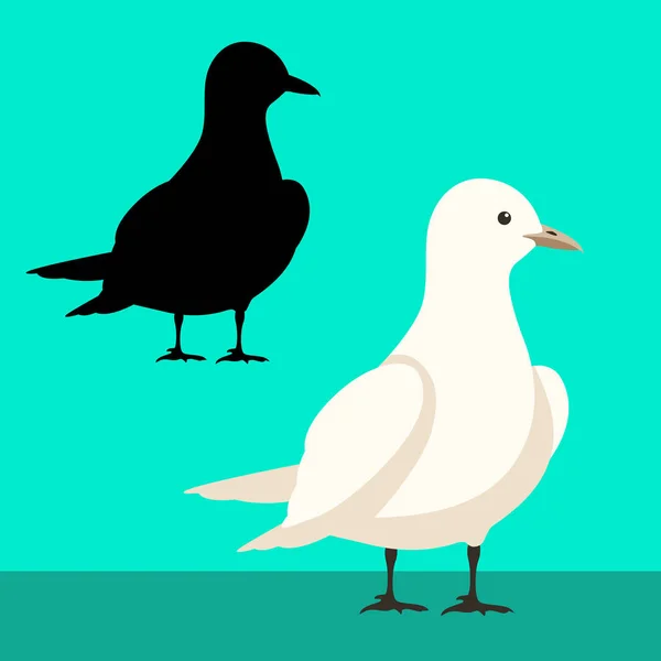 Gull vector illustration flat style black silhouette — Stock Vector