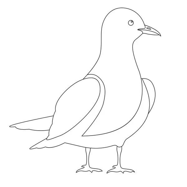 Gull vecteur illustration ligne dessin profil coloriage — Image vectorielle