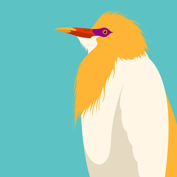 Heron Hoofd Vector Illustratie Vlakke Stijl Profiel Kant — Stockvector