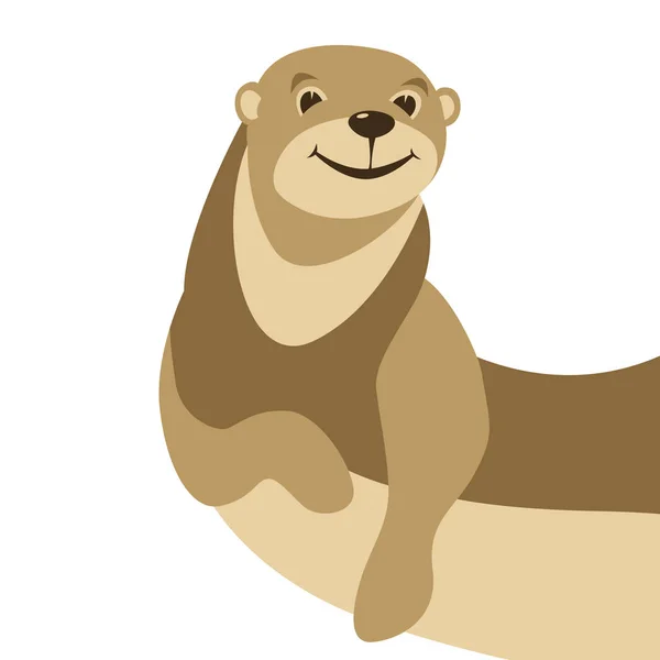 Cartoon otter vector illustration flat style front — Stock Vector