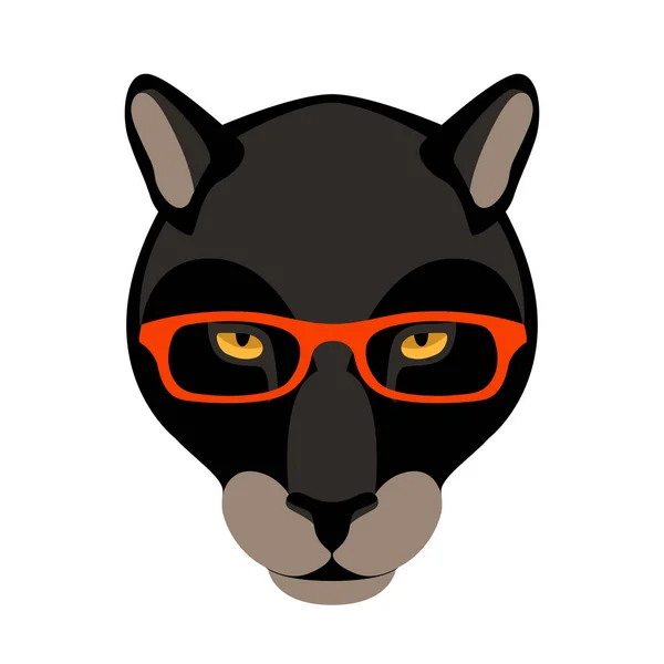 Pantera en las gafas vector ilustración frente de estilo plano — Vector de stock