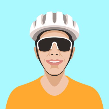 bisikletçi kask vektör çizim düz stil ön 