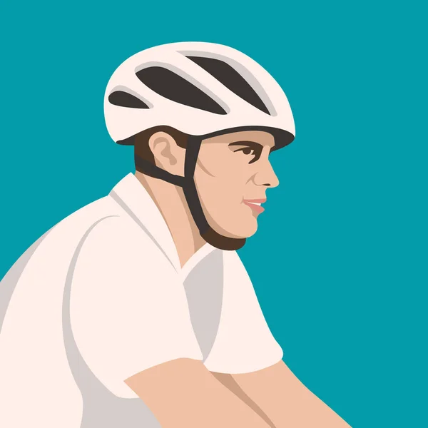 Ciclista en casco vector ilustración perfil de estilo plano — Archivo Imágenes Vectoriales