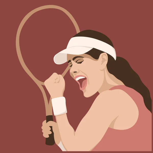 女性テニス プレーヤーのプロファイル側ベクトル図でフラット — ストックベクタ