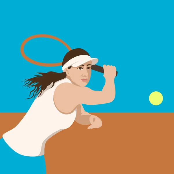 女性テニス プレーヤーのプロファイル側ベクトル図フラット スタイル — ストックベクタ