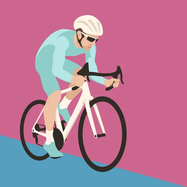 Man cyclist racer vector illustration flat style front — Stock Vector