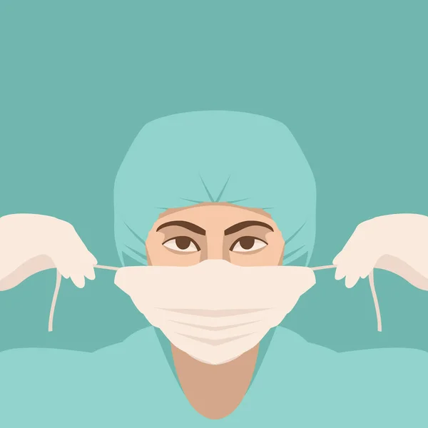 Doktor bir koruyucu maske ön yüzü düz giyer 