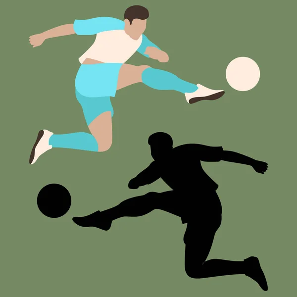 Jugador de fútbol vector ilustración estilo plano silueta negro —  Fotos de Stock