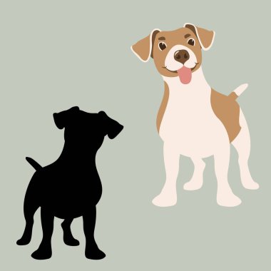 korkunç russel köpek vektör çizim düz stil siyah siluet 