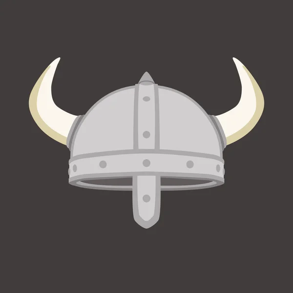 Viking helma vektorové ilustrace plochý přední — Stockový vektor