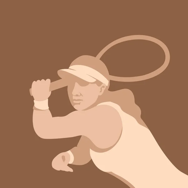 女性テニス プレーヤーのプロファイル側ベクトル図でフラット — ストックベクタ
