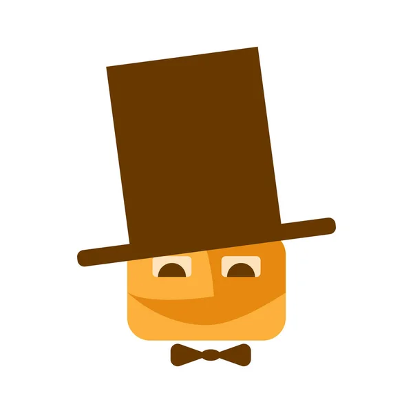 Divertido facial en el sombrero y corbata de mariposa — Vector de stock