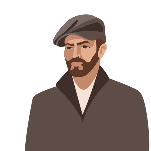 Hipster in hoed gezicht vector illustratie vlakke stijl — Stockvector