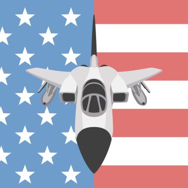 Uçak savaşçı arka plan ABD bayrağı