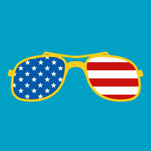 Gafas bandera de EE.UU. fondo plano estilo frontal — Archivo Imágenes Vectoriales