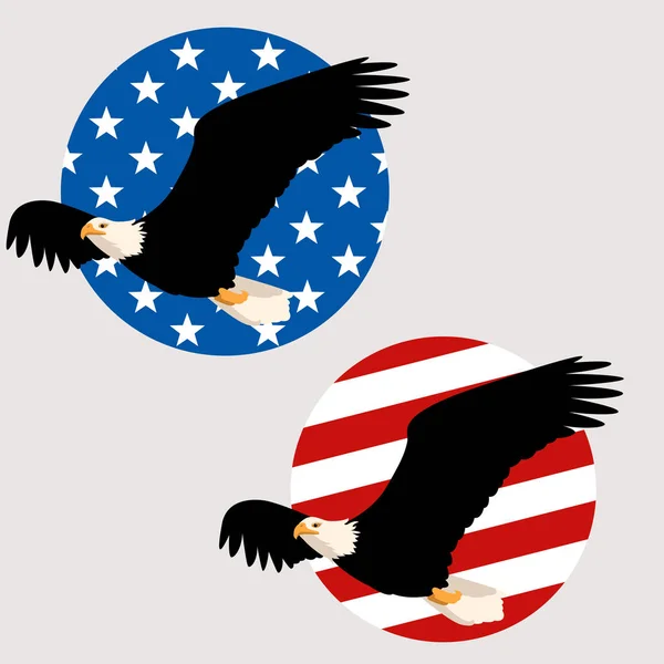 Águila en el fondo de la bandera americana vector ilustración plana — Archivo Imágenes Vectoriales