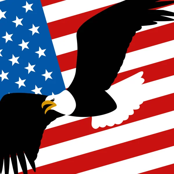 Águila en el fondo de la bandera americana vector ilustración plana — Archivo Imágenes Vectoriales
