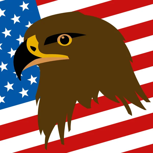 Aquila sullo sfondo del vettore bandiera americana illustrazione piatto — Vettoriale Stock