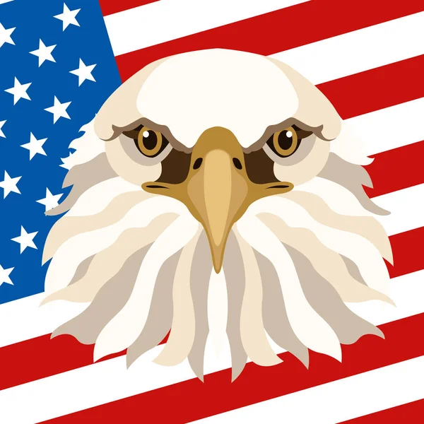 Eagle on the background of the American flag vector illustration flat — Stock Vector