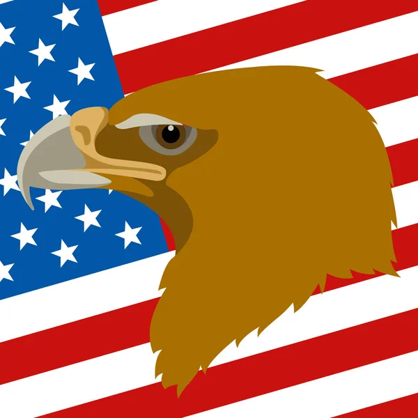 Águila en el fondo de la bandera americana vector ilustración plana — Archivo Imágenes Vectoriales