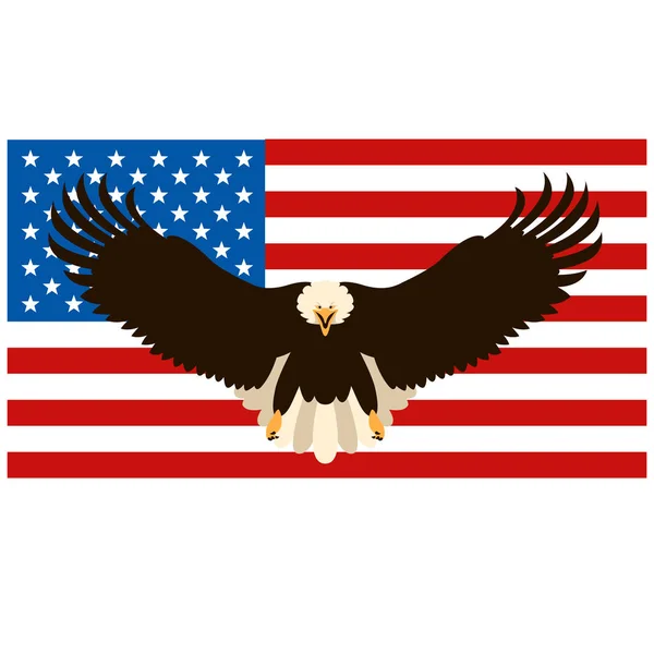 Eagle on the background of the American flag vector illustration flat — Stock Vector