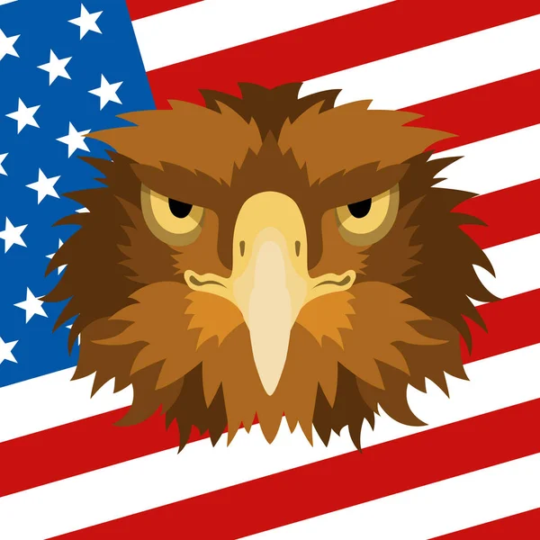 Eagle on the background of the American flag vector illustration flat style — Stock Vector