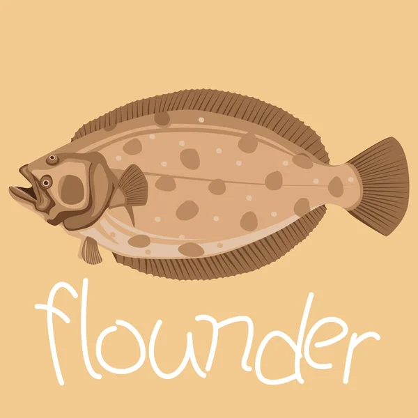 Fisch Flunder Vektor Illustration flachen Stil Front — Stockvektor