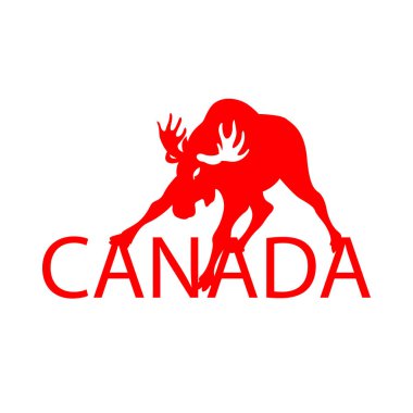 Red logo moose canada vector illustration  front vector