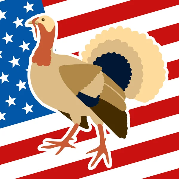 Pavo polla en fondo EE.UU. bandera plana — Archivo Imágenes Vectoriales