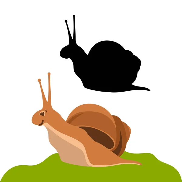 Caracol vector ilustración plano estilo negro silueta — Archivo Imágenes Vectoriales