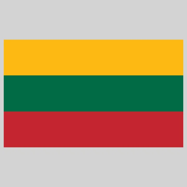 Drapeau Lithuania Sur Fond Gris Illustration Vectorielle Plat — Image vectorielle