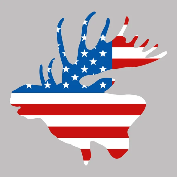 Moose head on   usa   flag background vector — Stock Vector