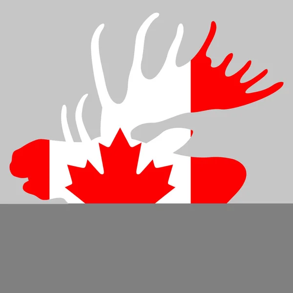 Eland hoofd op canada vlag achtergrond vector — Stockvector