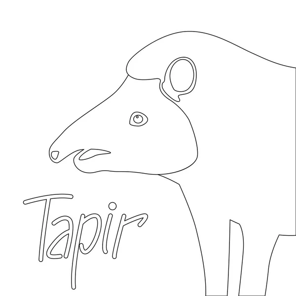 Tapir vector ilustración colorear libro forro dibujar — Vector de stock