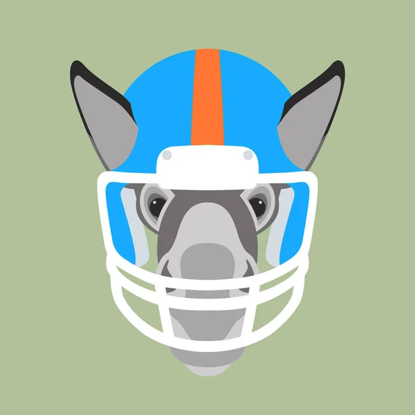 Donkey in helm gezicht hoofd vector illustratie vlakke stijl — Stockvector