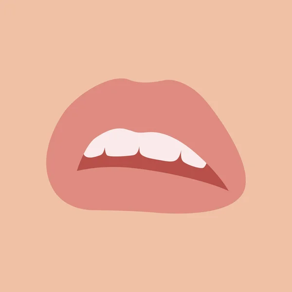 Labios rojo vector ilustración plano estilo frontal — Vector de stock