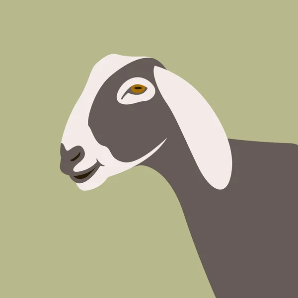 Illustration vectorielle tête de chèvre profil de style plat — Image vectorielle