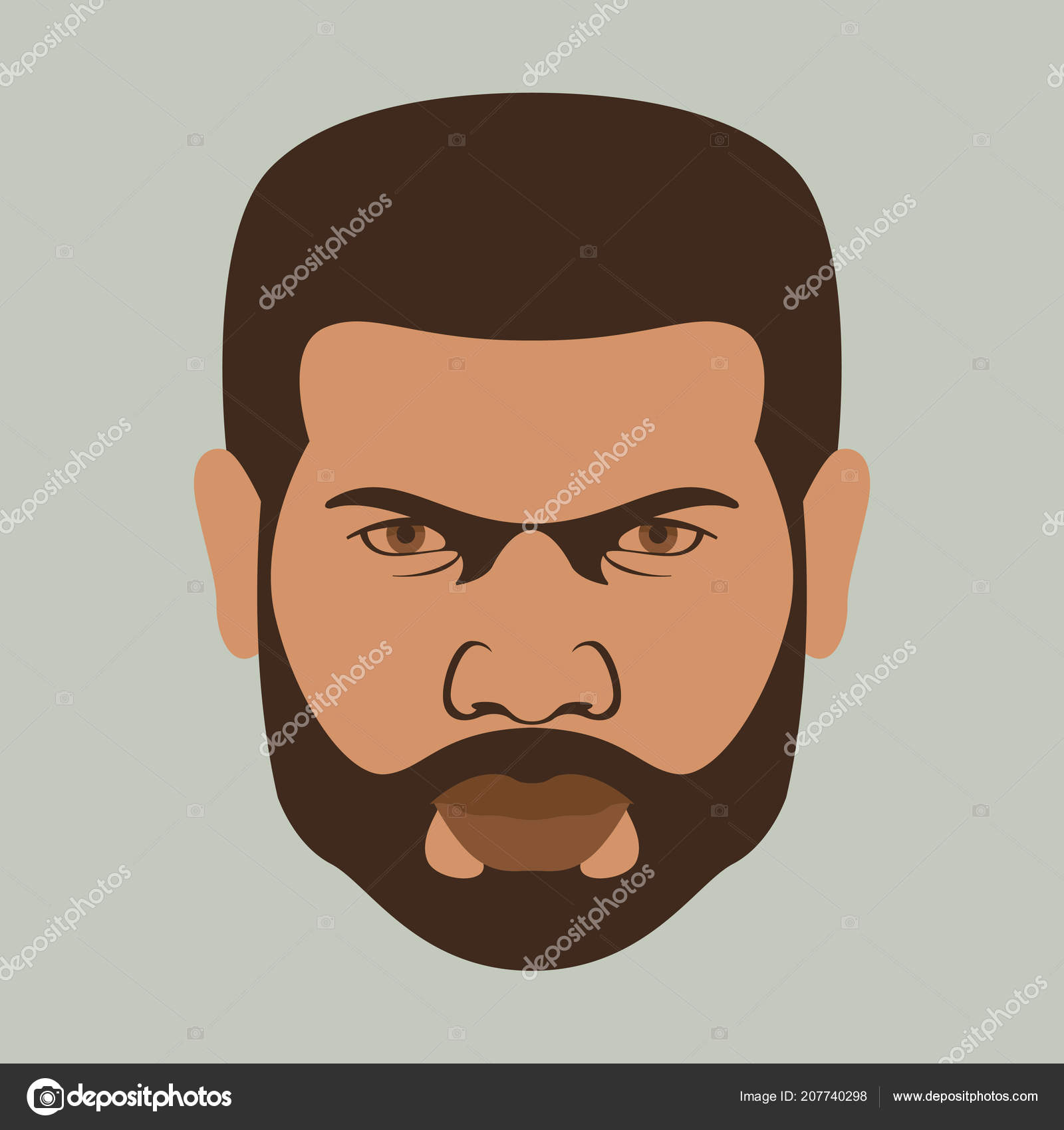 Face Of A Black Man Vector Illustration Flat Style Front Stock Vector C Wectors 207740298