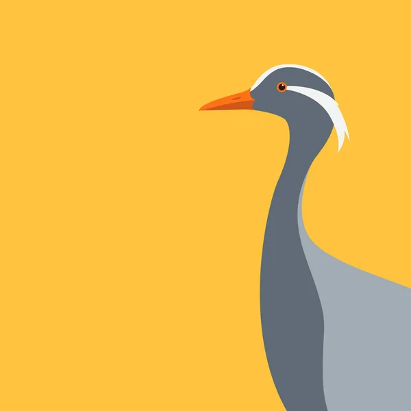 Demoiselle crane head vector illustrazione profilo stile piatto — Vettoriale Stock