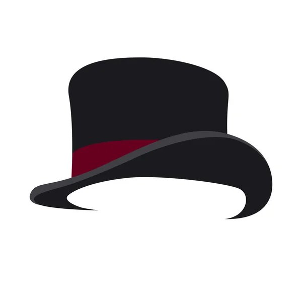 Negro sombrero cilindro vector ilustración plana estilo frontal — Vector de stock