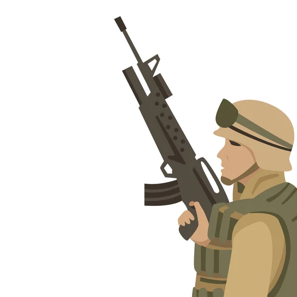 Soldado americano com pistola vetor ilustração plana — Vetor de Stock