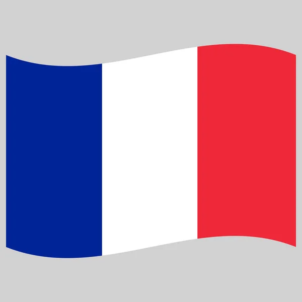 Flagga Frankrike på grå bakgrund vektorillustration platta — Stock vektor