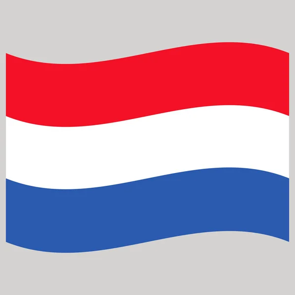 Bandera de Holanda sobre fondo gris vector ilustración plana — Vector de stock