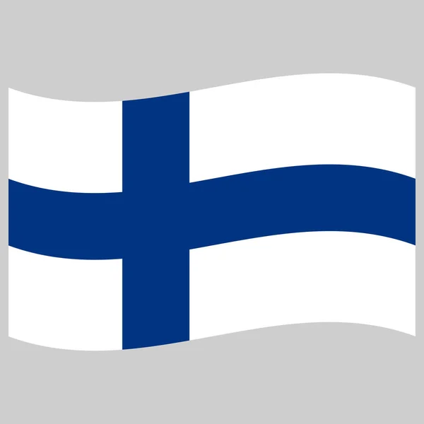 Bandera finland sobre fondo gris vector ilustración plana — Vector de stock