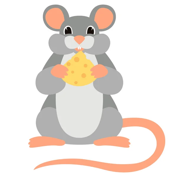 Cartoon mouse vector illustration flat style front — Stock Vector