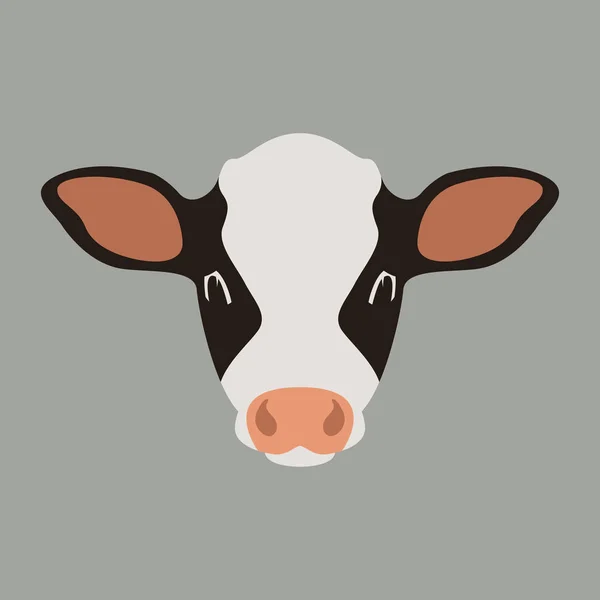 Vaca ternera cara vector ilustración plano estilo frontal — Vector de stock